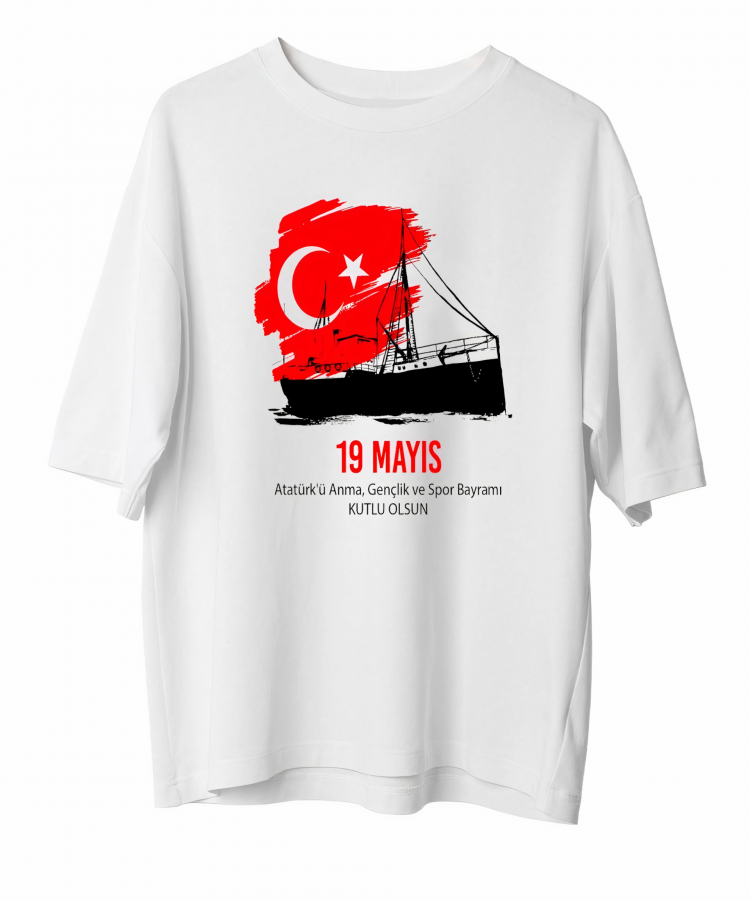 19 Mayıs 20/1 Unisex Baskılı T-shirt - Beyaz