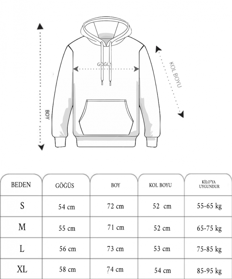 3 İplik Kapşonlu Sweatshirt hoodie - Siyah