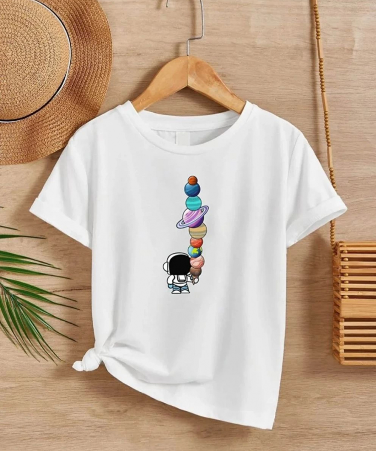 Çocuk Unisex Baskılı T-Shirt - Beyaz