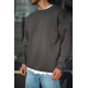 Kışlık Bisiklet Yaka Üç İplik Basic SweatShirt - Antrasit