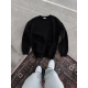 Kışlık Bisiklet Yaka Üç İplik Basic SweatShirt - Siyah