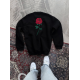 Oversize Üç İplik Bisiklet Yaka Baskılı SweatShirt - Siyah