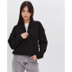 Oversize Yarım Farmuarlı Yakalı Basic SweatShirt - Siyah