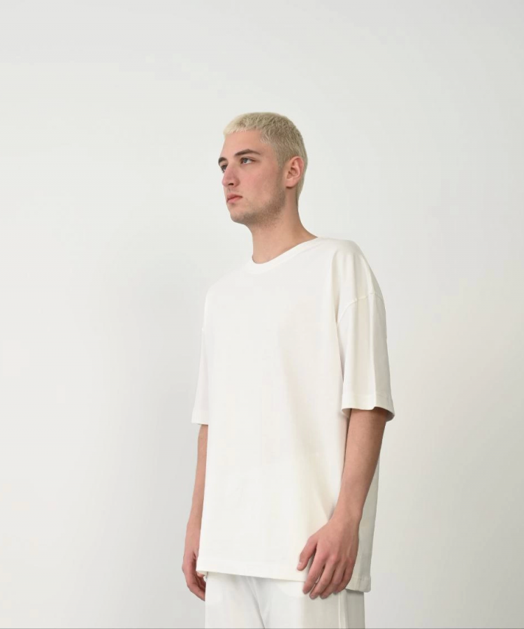 Unisex Basic Bisiklet Yaka Oversize T-Shirt - Beyaz