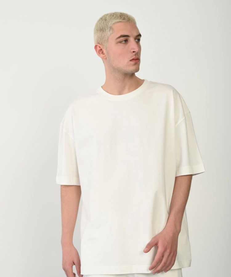 Unisex Basic Bisiklet Yaka Oversize T-Shirt - Beyaz