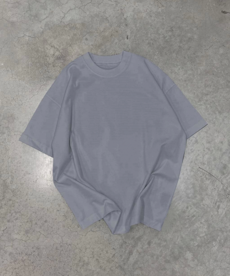 Unisex Basic Bisiklet Yaka Oversize T-Shirt - Füme