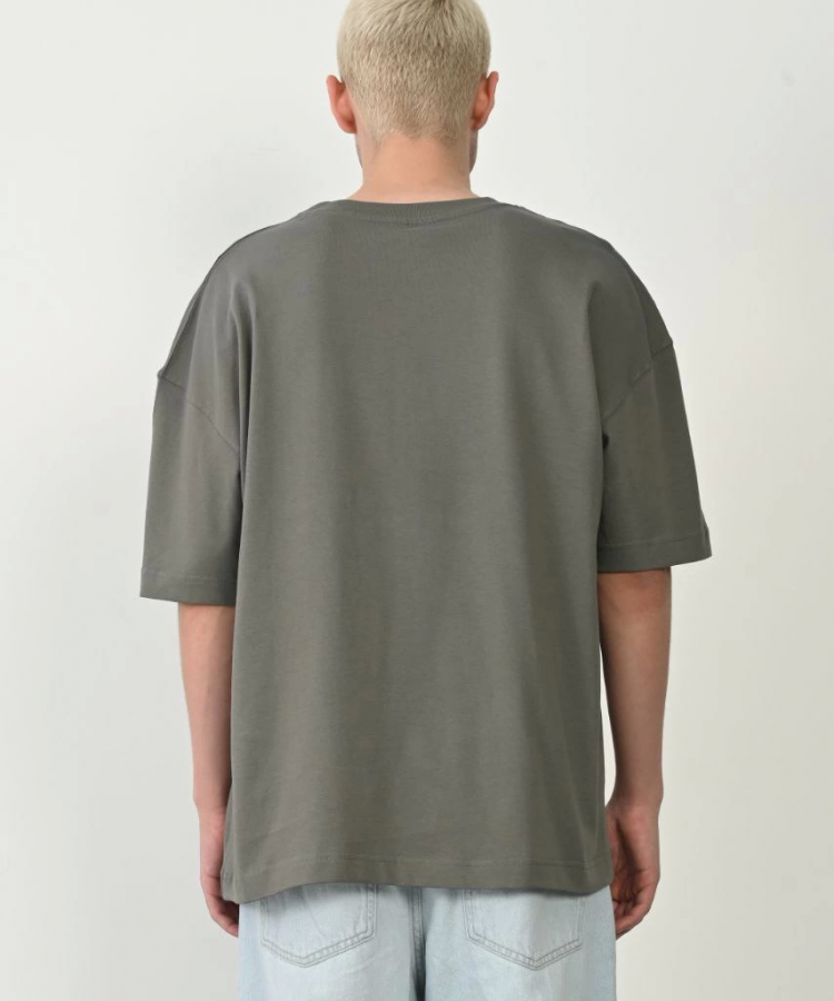 Unisex Basic Bisiklet Yaka Oversize T-Shirt - Füme