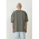 Unisex Basic Bisiklet Yaka Oversize T-Shirt - Füme