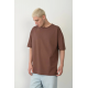 Unisex Basic Bisiklet Yaka Oversize T-Shirt - Mürdüm