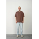 Unisex Basic Bisiklet Yaka Oversize T-Shirt - Mürdüm