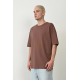 Unisex Basic Bisiklet Yaka Oversize T-Shirt - Mürdüm