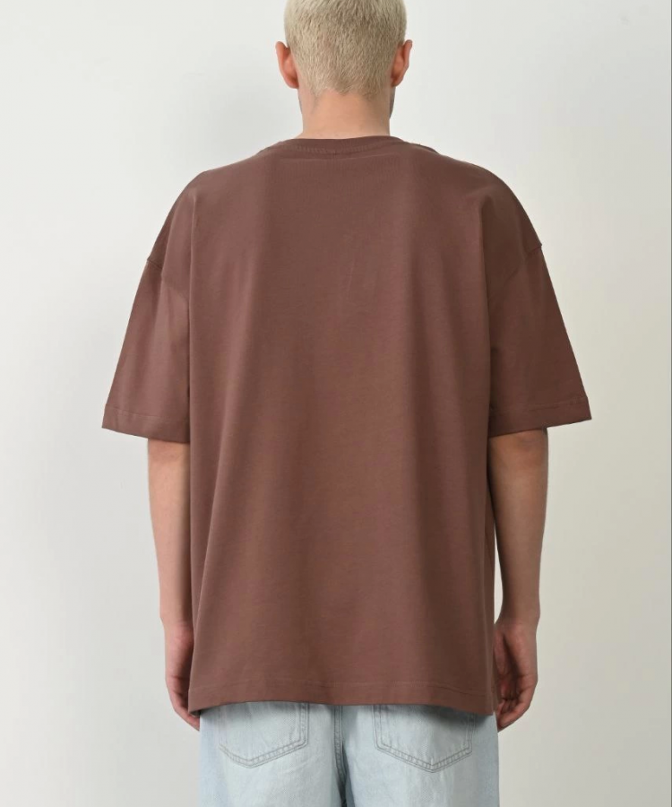 Unisex Basic Bisiklet Yaka Oversize T-Shirt - Mürdüm