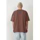 Unisex Basic Bisiklet Yaka Oversize T-Shirt - Mürdüm