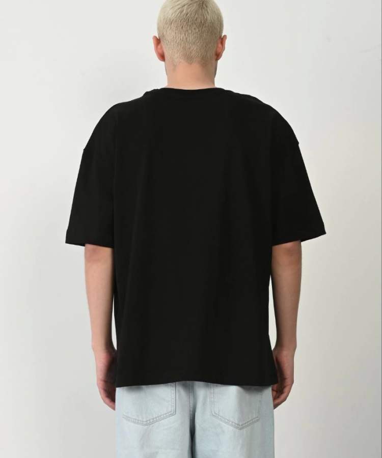 Unisex Basic Bisiklet Yaka Oversize T-Shirt - Siyah