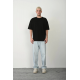 Unisex Basic Bisiklet Yaka Oversize T-Shirt - Siyah