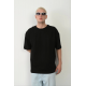 Unisex Basic Bisiklet Yaka Oversize T-Shirt - Siyah