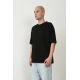 Unisex Basic Bisiklet Yaka Oversize T-Shirt - Siyah