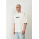 Unisex Baskılı Bisiklet Yaka Oversize T-Shirt - Beyaz