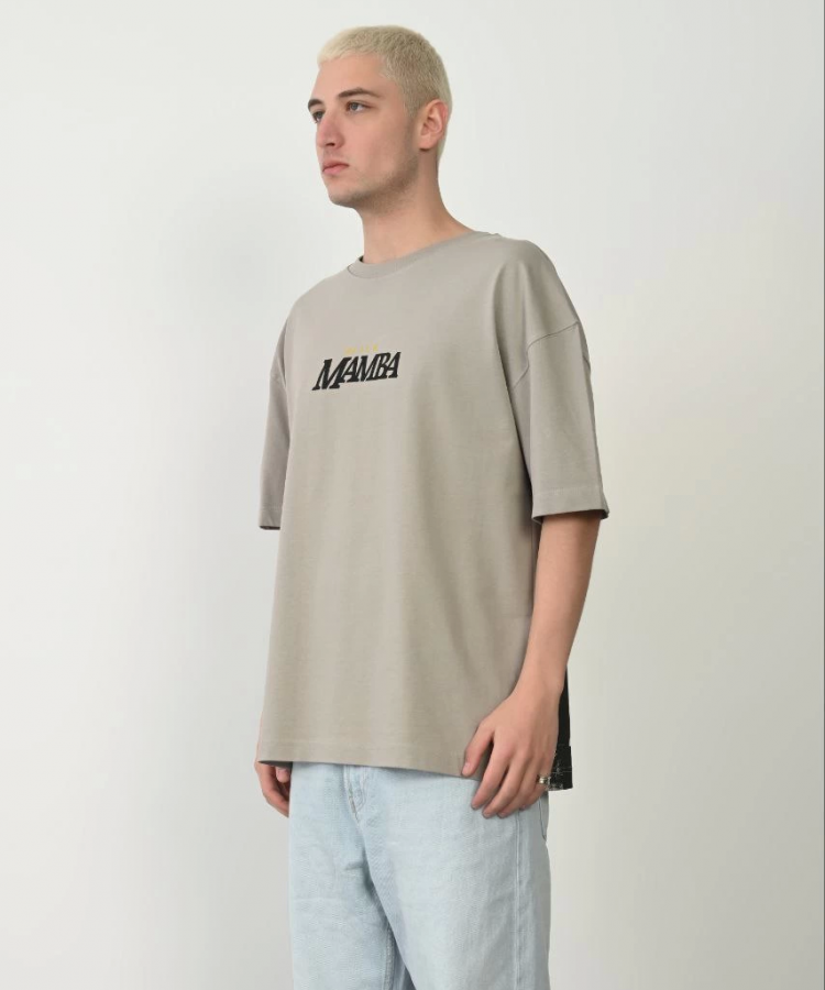 Unisex Baskılı Bisiklet Yaka Oversize T-Shirt - Boyalı Gri