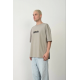 Unisex Baskılı Bisiklet Yaka Oversize T-Shirt - Boyalı Gri