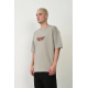 Unisex Baskılı Bisiklet Yaka Oversize T-Shirt - Boyalı Gri