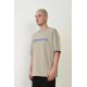 Unisex Baskılı Bisiklet Yaka Oversize T-Shirt - Boyalı Gri