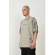 Unisex Baskılı Bisiklet Yaka Oversize T-Shirt - Boyalı Gri