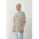 Unisex Baskılı Bisiklet Yaka Oversize T-Shirt - Boyalı Gri