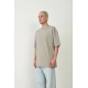 Unisex Baskılı Bisiklet Yaka Oversize T-Shirt - Boyalı Gri