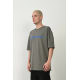 Unisex Baskılı Bisiklet Yaka Oversize T-Shirt - Füme