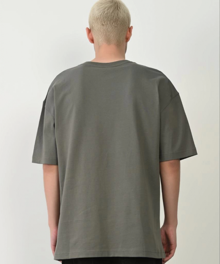 Unisex Baskılı Bisiklet Yaka Oversize T-Shirt - Füme