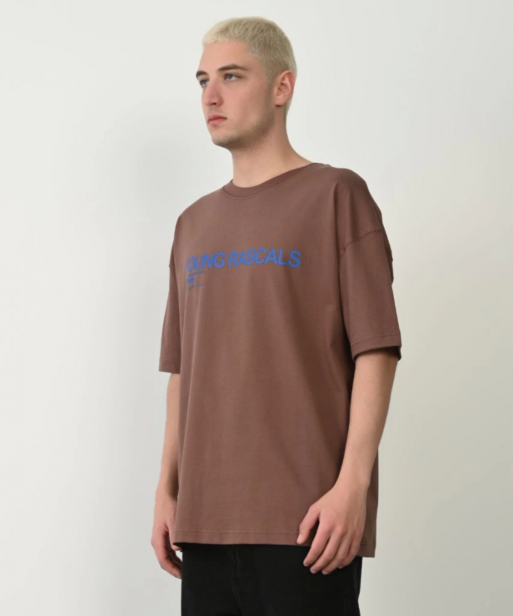 Unisex Baskılı Bisiklet Yaka Oversize T-Shirt - Mürdüm