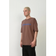 Unisex Baskılı Bisiklet Yaka Oversize T-Shirt - Mürdüm