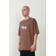 Unisex Baskılı Bisiklet Yaka Oversize T-Shirt - Mürdüm