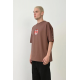 Unisex Baskılı Bisiklet Yaka Oversize T-Shirt - Mürdüm