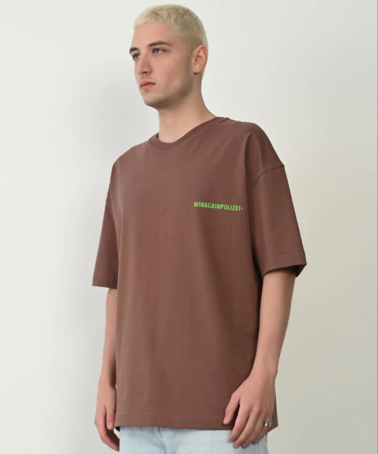 Unisex Baskılı Bisiklet Yaka Oversize T-Shirt - Mürdüm