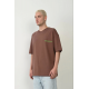 Unisex Baskılı Bisiklet Yaka Oversize T-Shirt - Mürdüm