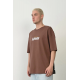 Unisex Baskılı Bisiklet Yaka Oversize T-Shirt - Mürdüm