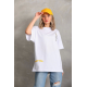 Unisex Baskılı Oversize T-Shirt - Beyaz