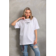 Unisex Baskılı Oversize T-Shirt - Beyaz