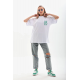 Unisex Baskılı Oversize T-Shirt - Beyaz