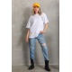 Unisex Baskılı Oversize T-Shirt - Beyaz