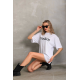 Unisex Baskılı Oversize T-Shirt - Beyaz