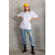 Unisex Baskılı Oversize T-Shirt - Beyaz