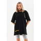 Unisex Baskılı Oversize T-Shirt - Siyah