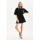 Unisex Baskılı Oversize T-Shirt - Siyah