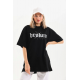 Unisex Baskılı Oversize T-Shirt - Siyah