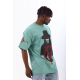 Unisex Oversize Baskılı Bisiklet Yaka T-Shirt - Mint Yeşili