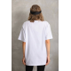 Unisex Taş Desenli Oversize T-Shirt - Beyaz