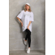 Unisex Taş Desenli Oversize T-Shirt - Beyaz